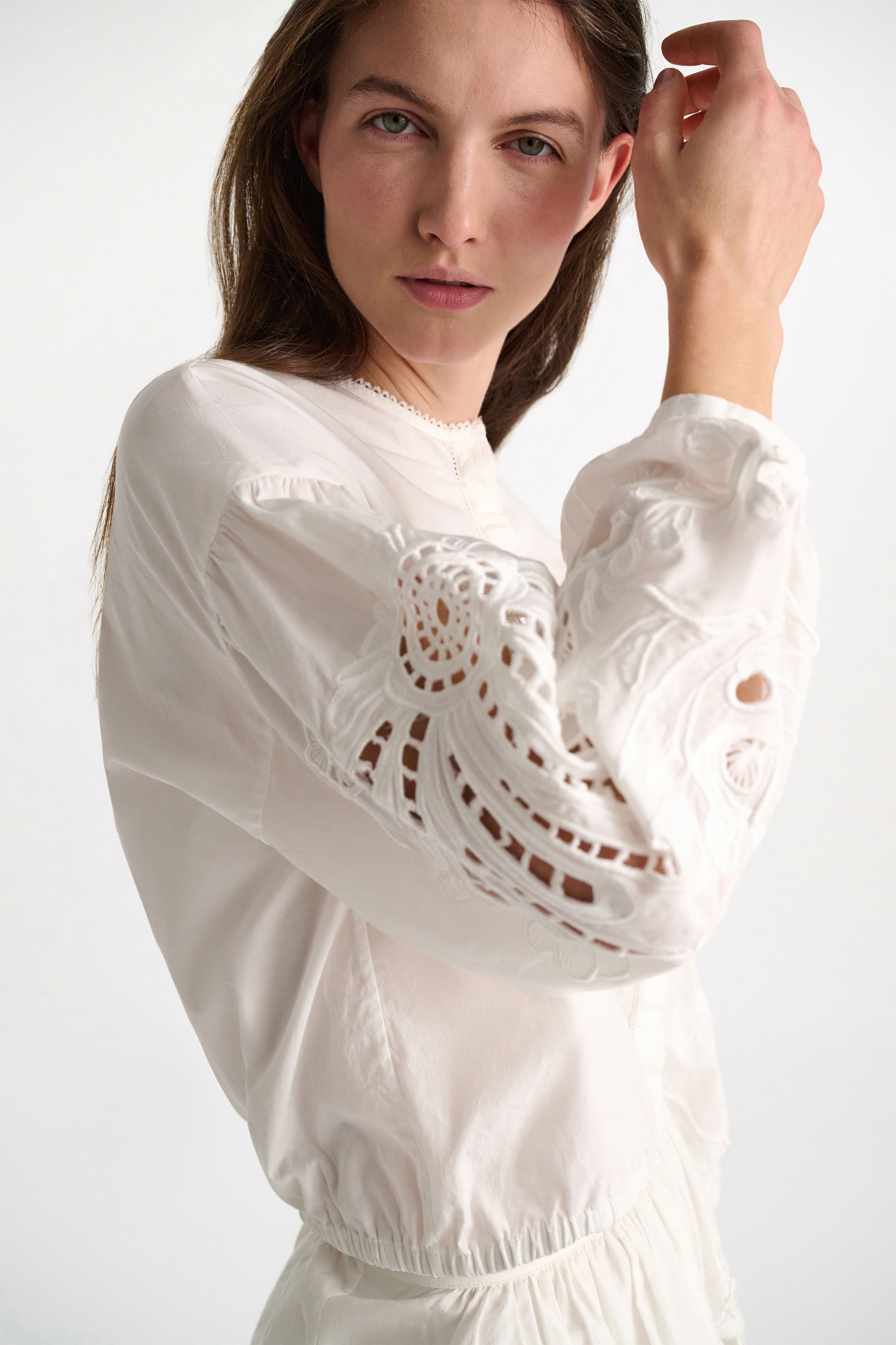 Dorothee Schumacher Cotton blouse with broderie anglaise embroidery pure white